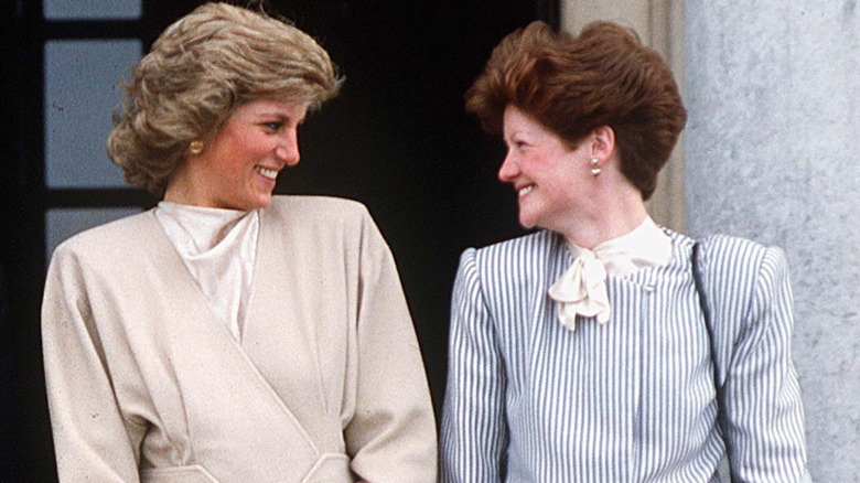 Princess Diana laughing with sister Sarah Spencer