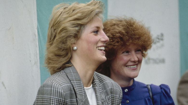 Princess Diana laughing with sister Sarah Spencer