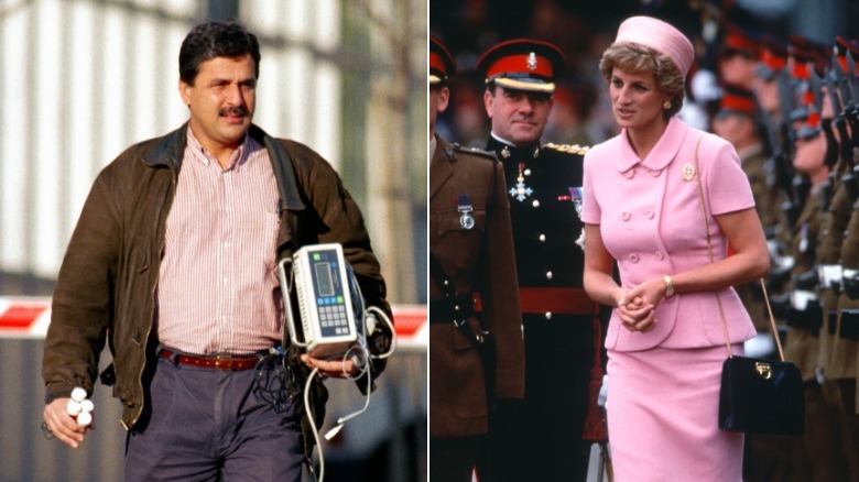 Hasnat Khan in the street and Princess Diana at an event