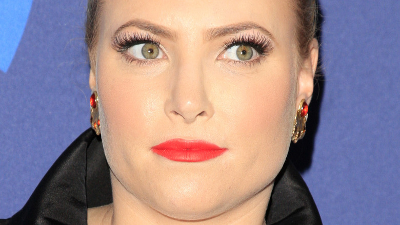 Meghan McCain bright red lipstick