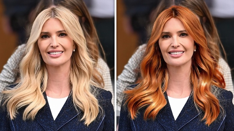 Side-by-side of Ivanka trump with red hair and blond hair