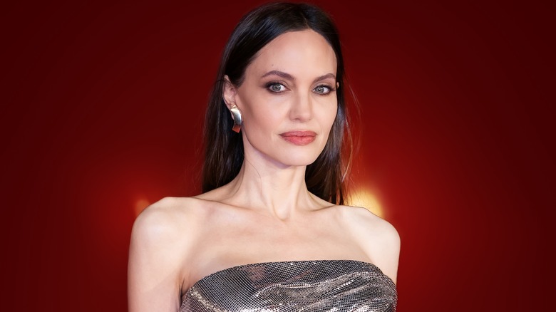 Angelina Jolie wearing a silver dress