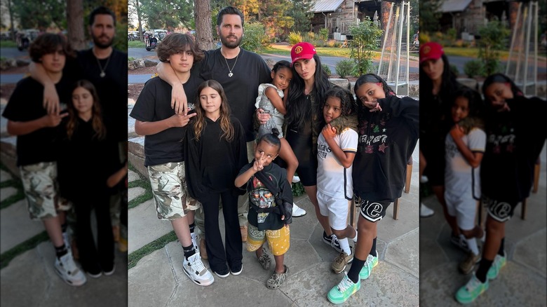 Scott Disick, Kim Kardashian posing with kids