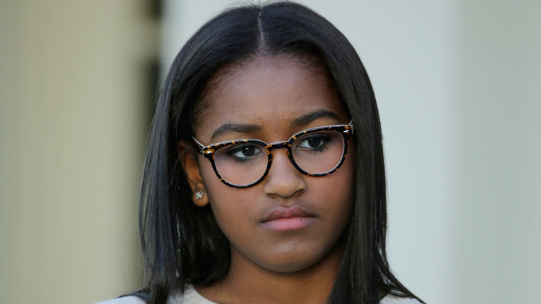 Sasha Obama wearing glasses in close-up