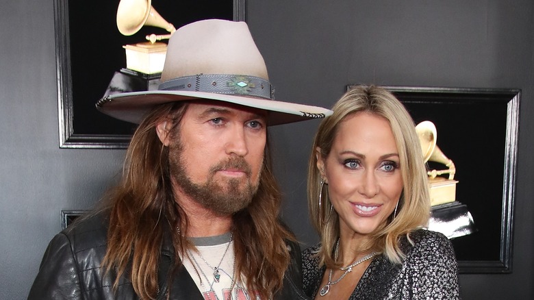 Billy Ray Cyrus and Tish Cyrus on Grammys red carpet