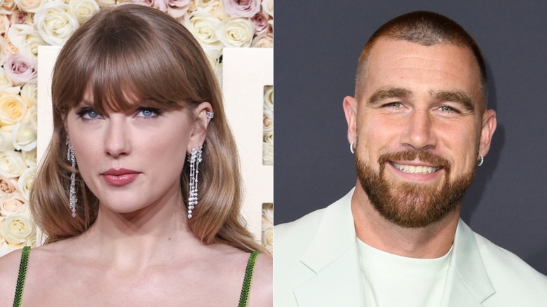 Taylor Swift and Travis Kelce side by side