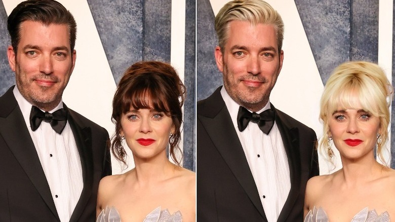 Jonathan Scott and Zooey Deschanel with blond hair