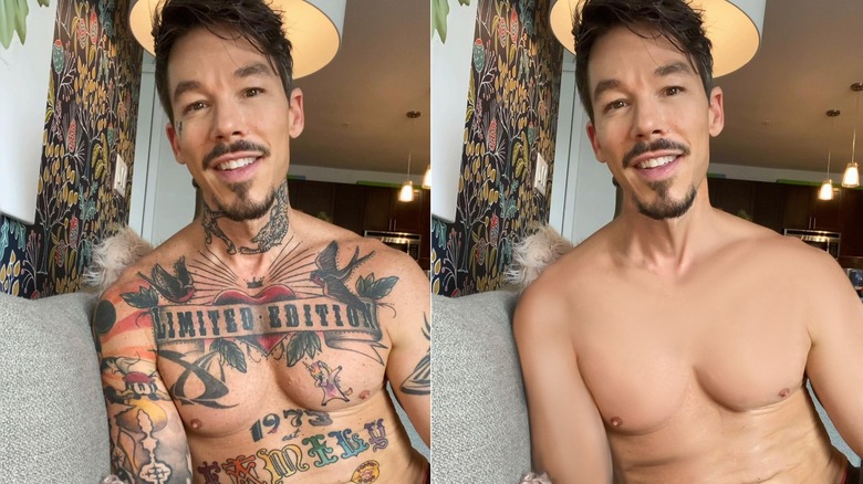 David Bromstad with and without tattoos