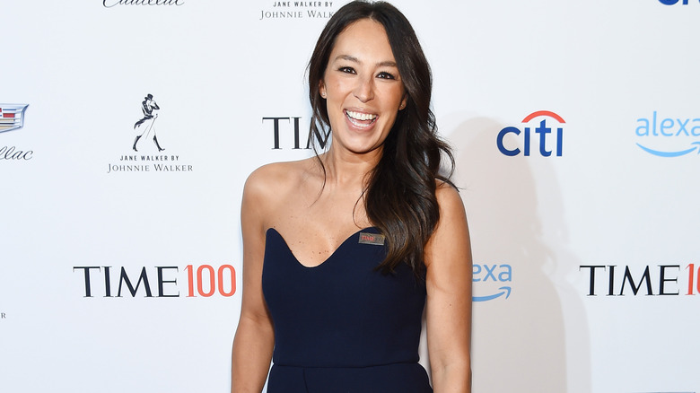 Joanna Gaines wearing a black strapless dress at the TIME 100 Gala 2019