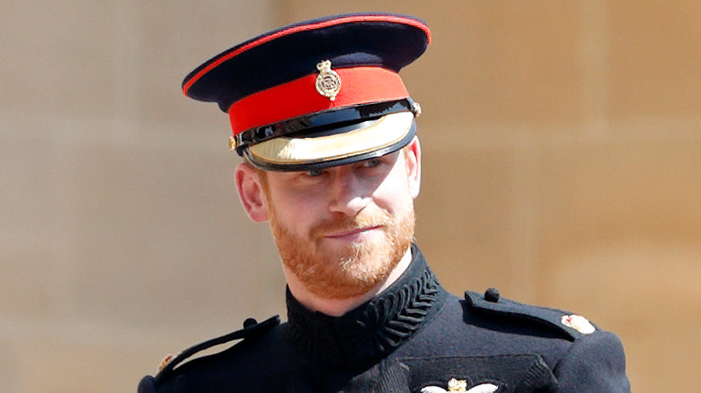 Prince Harry wearing military uniform