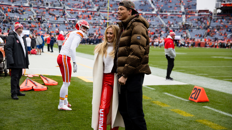 Brittany and Jackson Mahomes posing