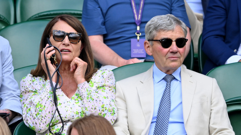 Carole and Michael Middleton watching Wimbledon