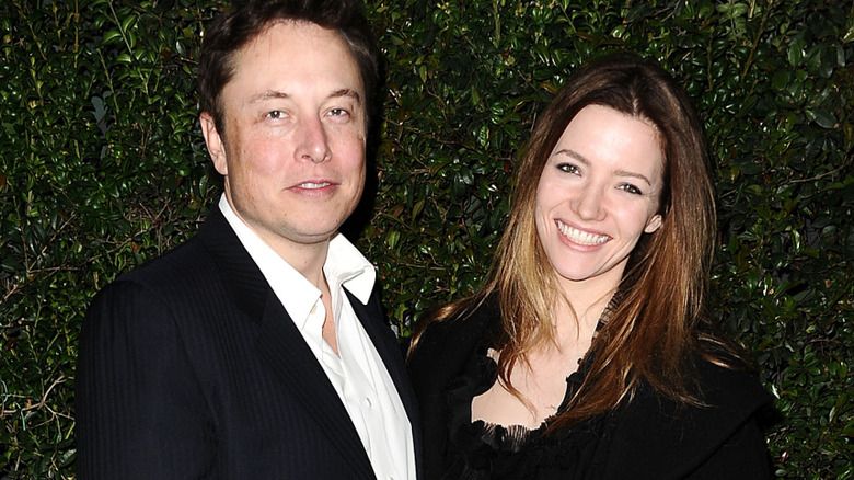 Elon Musk and Talulah Riley pose together at a pre-Oscars event in 2014.