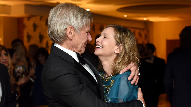 Harrison Ford and Calista Flockhart embracing