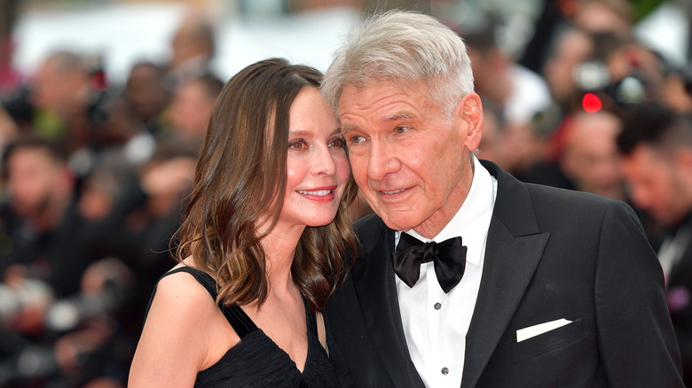 Calista Flockhart and Harrison Ford talking