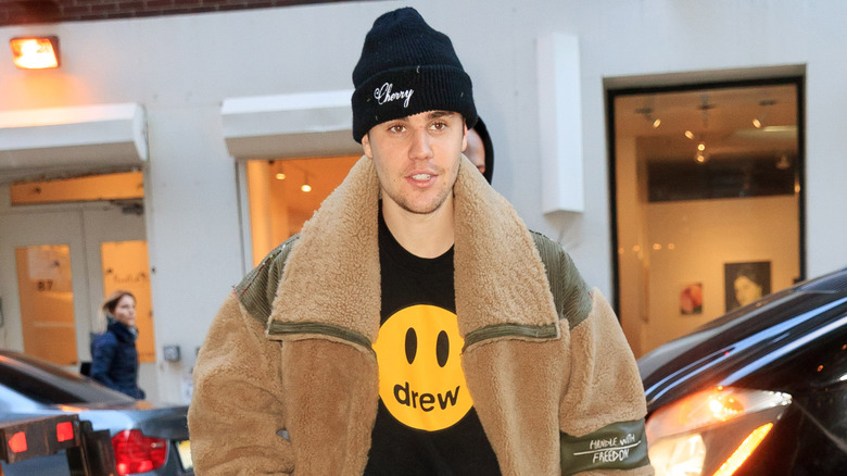 Justin Bieber wearing Drew shirt