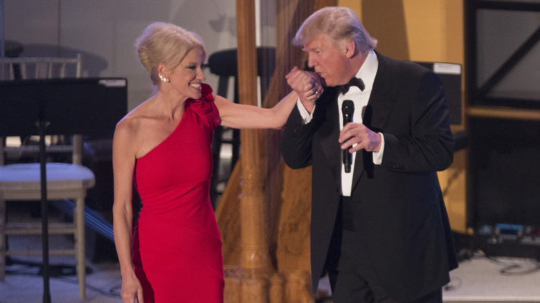 Donald Trump kissing Kellyanne Conway's hand