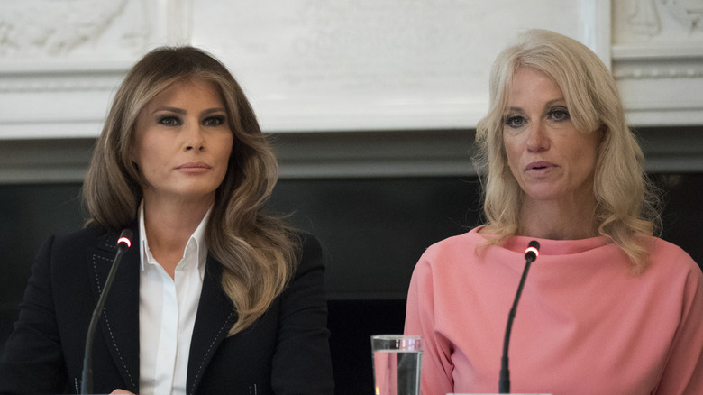 Melania Trump next to Kellyanne Conway