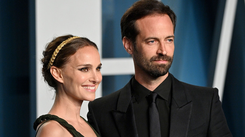 Natalie Portman poses with Benjamin Millepied