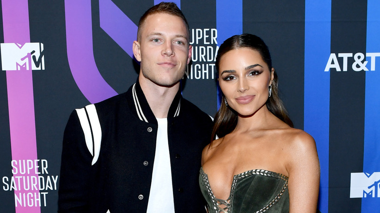 Olivia Culpo Christian McCaffrey smiling