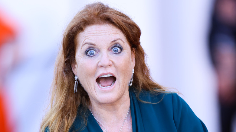 Sarah Ferguson with surprised expression