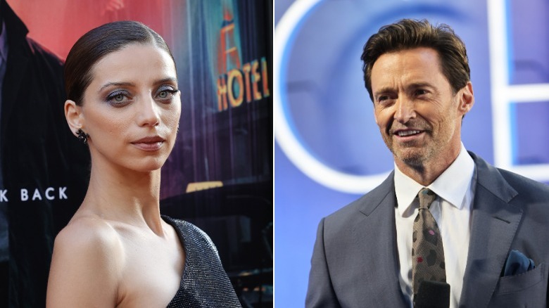 Angela Sarafyan and Hugh Jackman split image