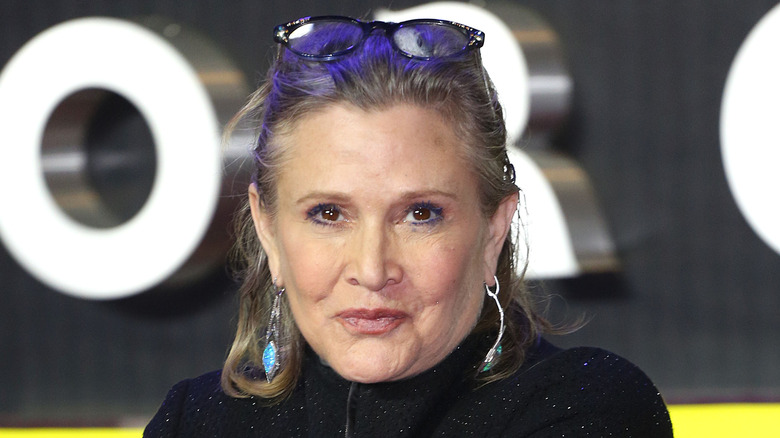 Carrie Fisher pursing lips
