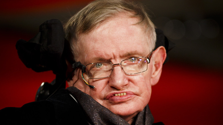 Stephen Hawking looking straight ahead