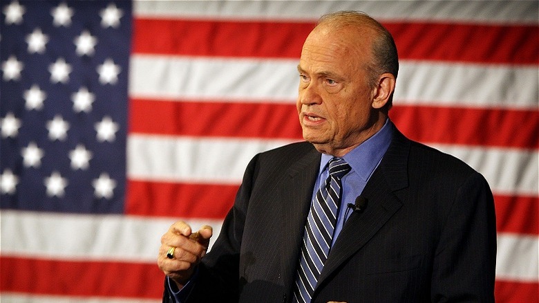 Fred Thompson with American Flag backdrop