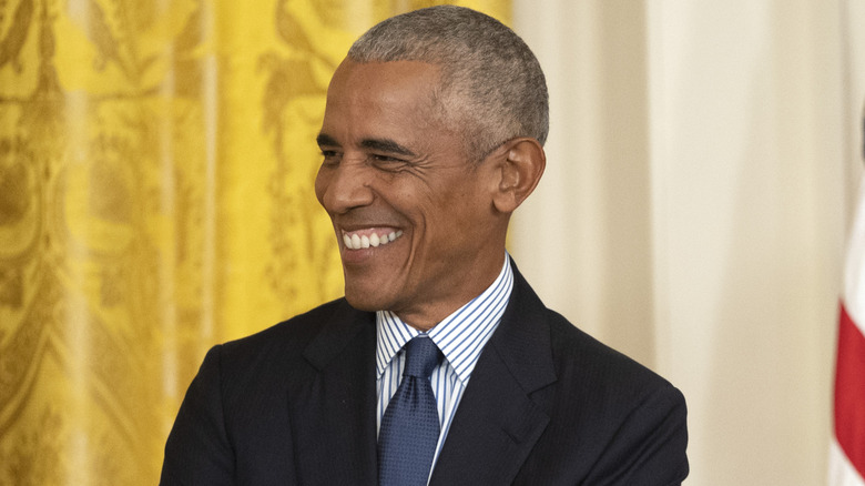 Barack Obama at the unveiling of his White House portrait