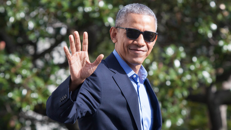 Barack Obama exiting the White House