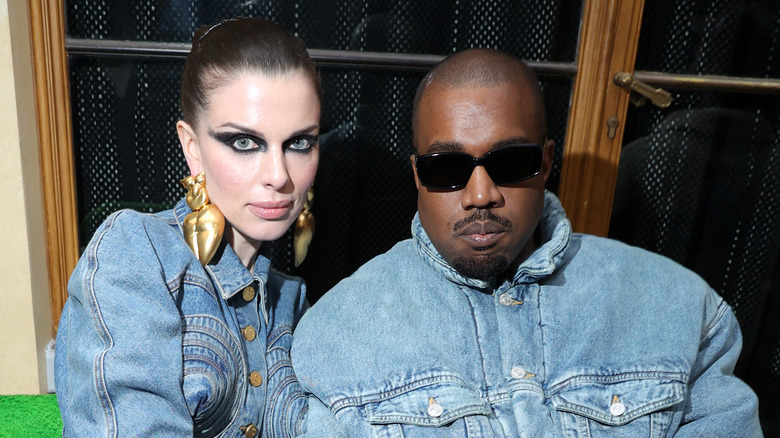 Julia Fox and Kanye West posing in denim