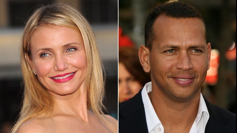 Alex Rodriguez and Cameron Diaz smiling, separate photos