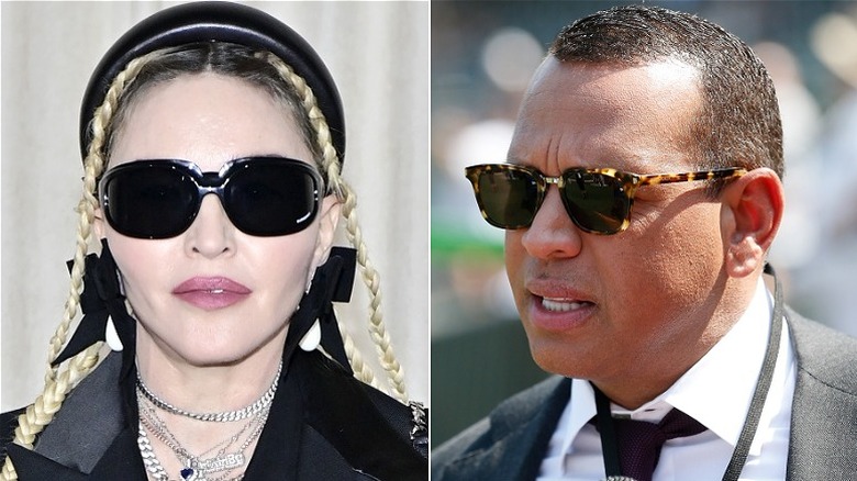 Madonna and Alex Rodriguez wearing sunglasses