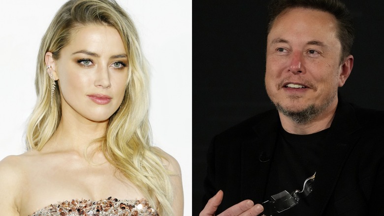 Split image of Amber Heard and Elon Musk each smiling