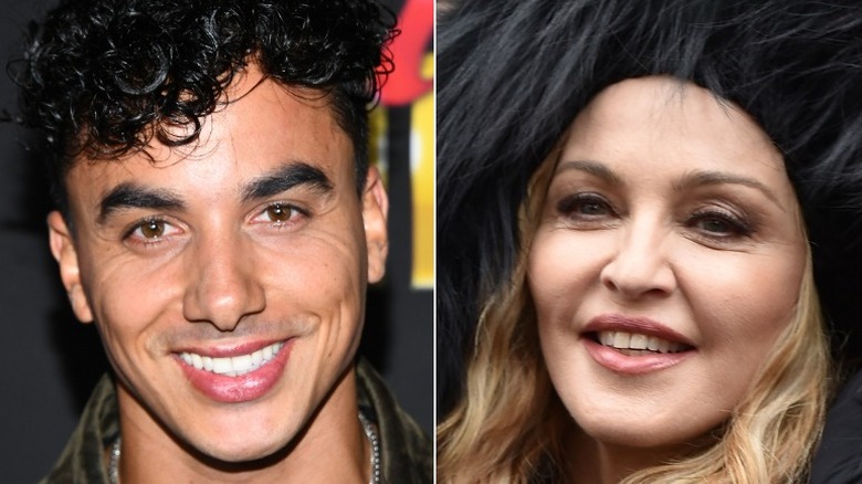 Madonna and Steffens all smiles, split image