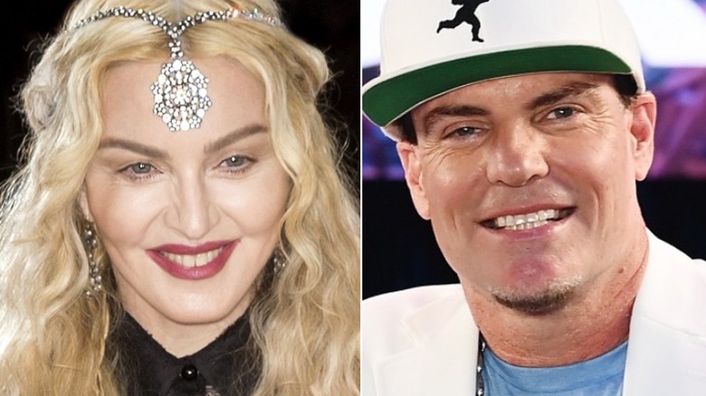 Madonna in Jewelry, Vanillla Ice white cap, split image