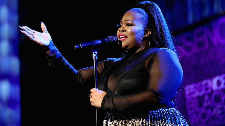 Amber Riley performing in 2019