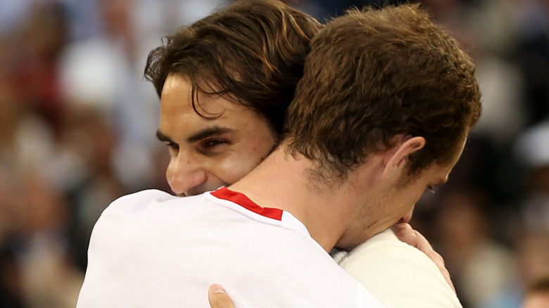 Roger Federer and Andy Murray hugging