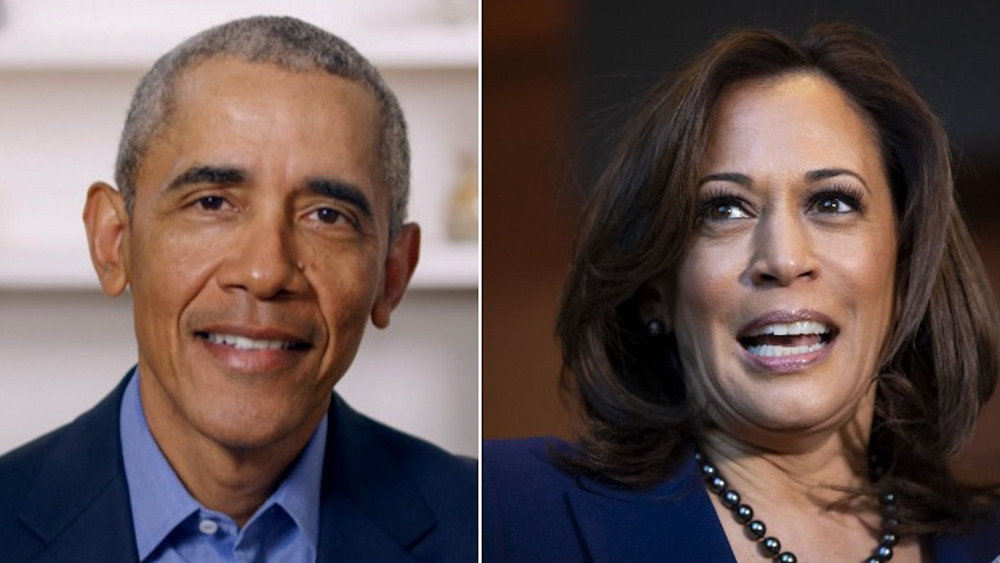 Barack Obama and Kamala Harris smiling