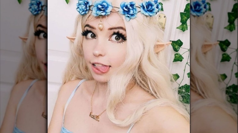 Belle Delphine sticking tongue out
