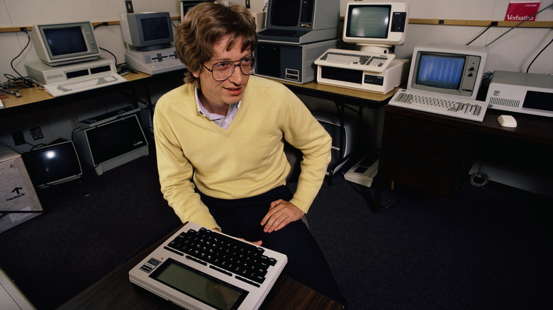 Young Bill Gates working