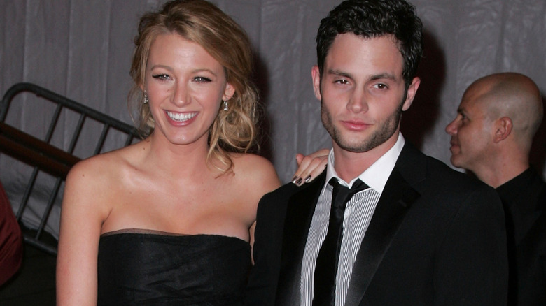 Blake Lively and Penn Badgley leaving the Met Gala