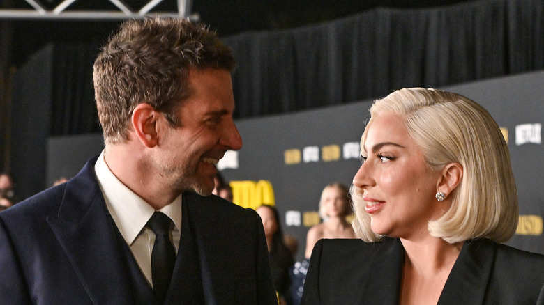 Bradley Cooper laughing Lady Gaga