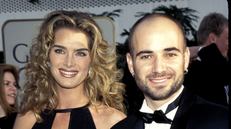 Brooke Shields and Andre Agassi smiling