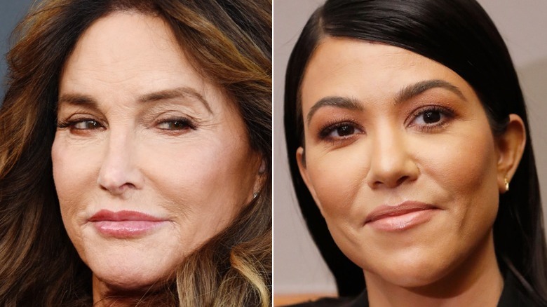 Caitlyn Jenner smirking, Kourtney Kardashian smiling