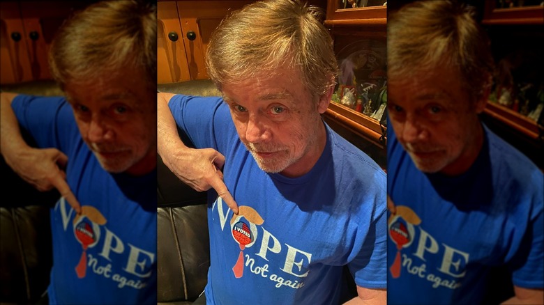 Mark Hamill wearing Nope shirt