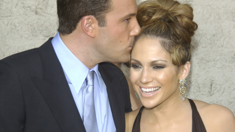 Jennifer Lopez and and Ben Affleck smiling