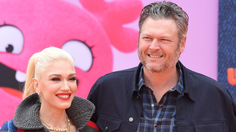 Gwen Stefani and Blake Shelton smiling