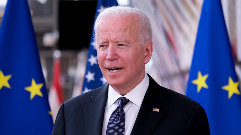 President Joe Biden arrives for the United States-European Union Summit 2021 